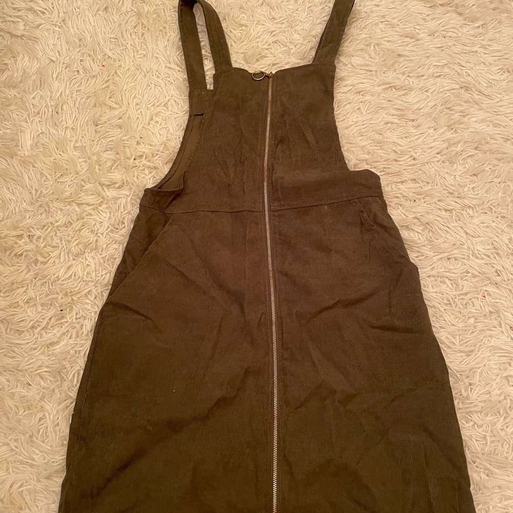 Green zip down dress